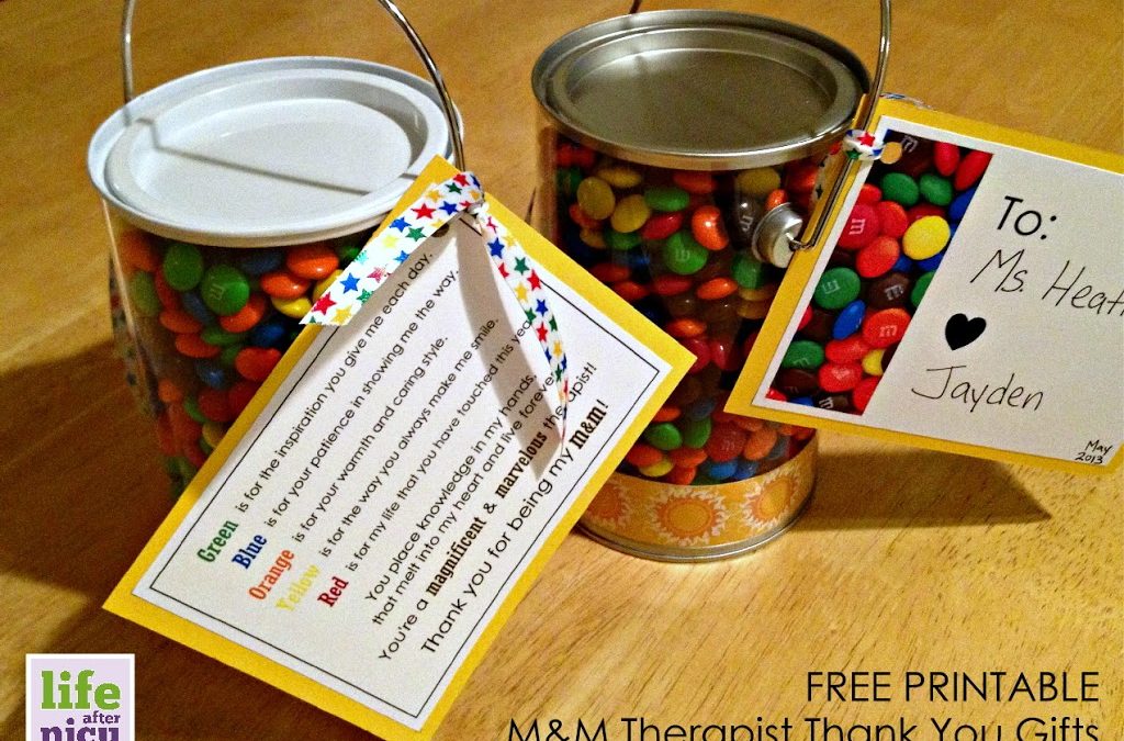{Free Printable} M&M Therapist Thank You Gifts