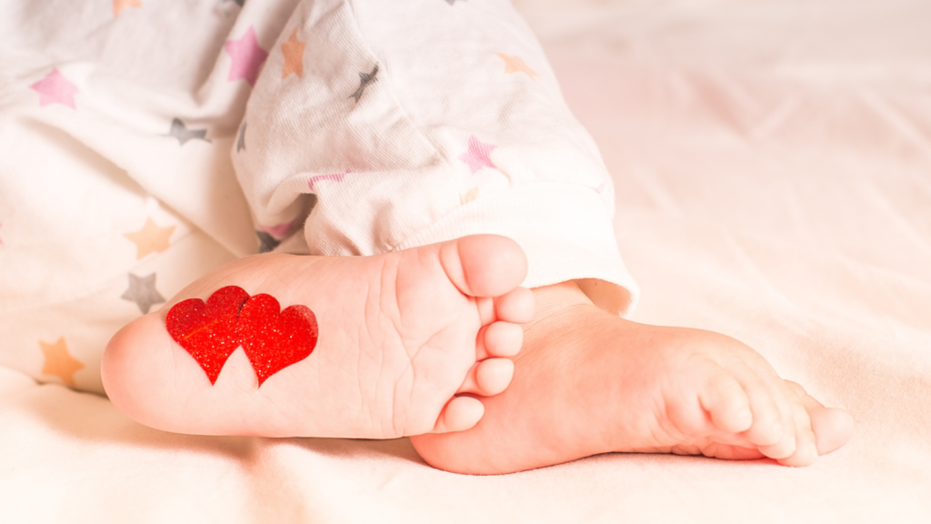 valentine's day in the NICU, baby feet with hearts